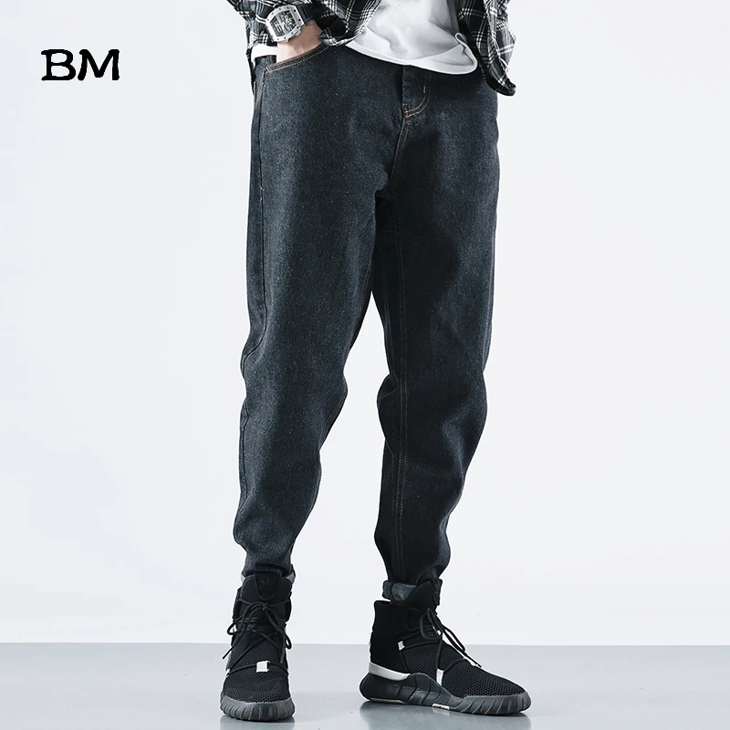 Джинсы мужские прямые повседневные уличная одежда в Корейском стиле черные