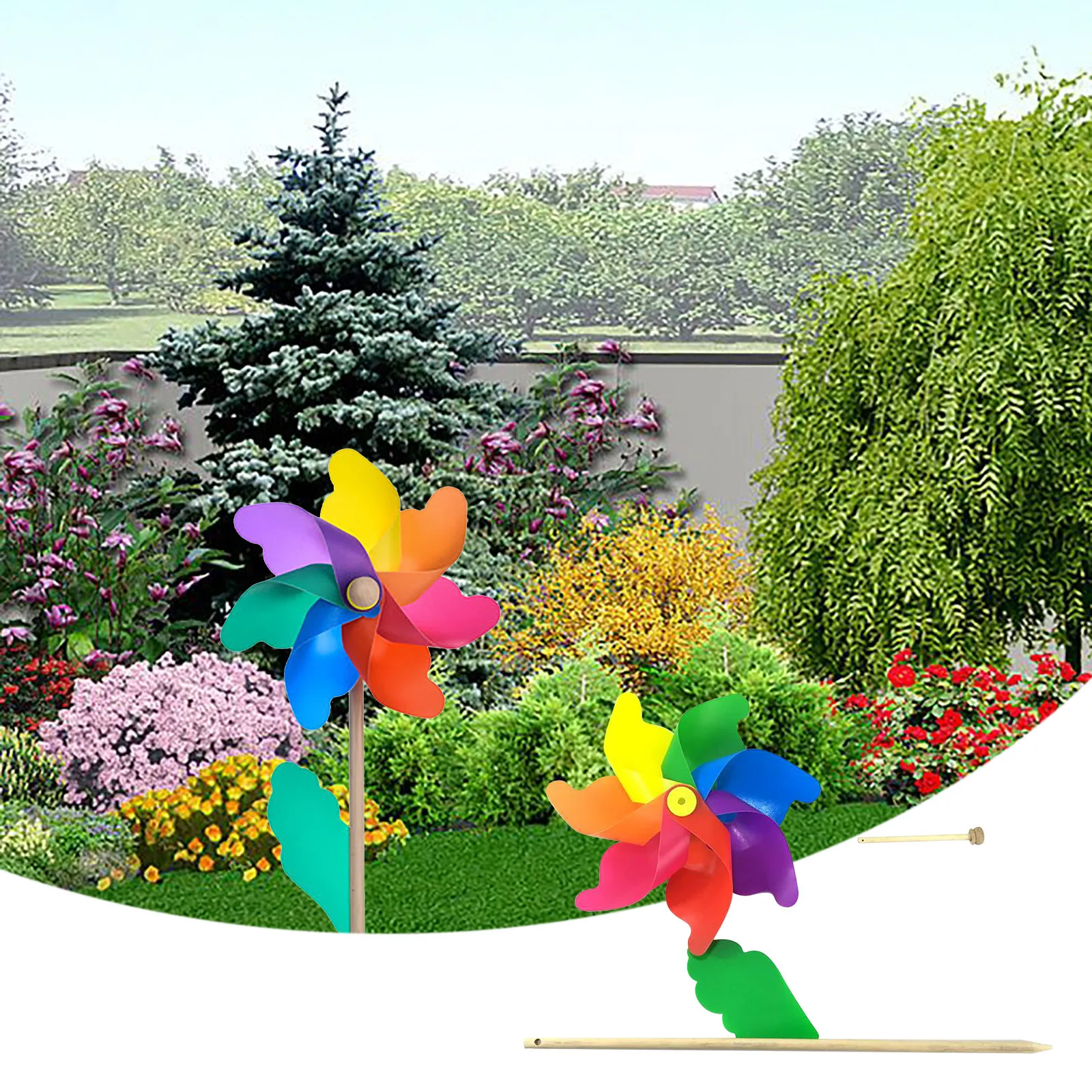 Радужная ветряная мельница ветряной Спиннер украшение для сада газона уличные