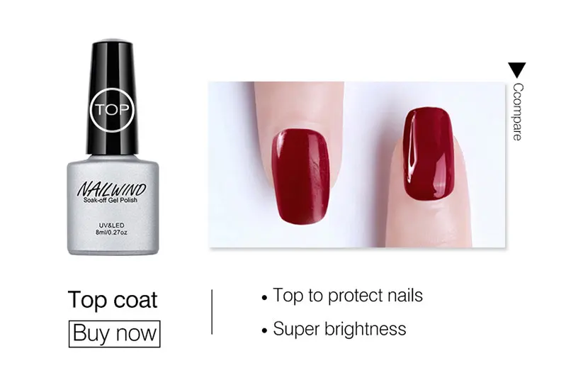 Праймер NAILWIND для ногтей верхнее покрытие гелевого покрытия УФ лампа длительного