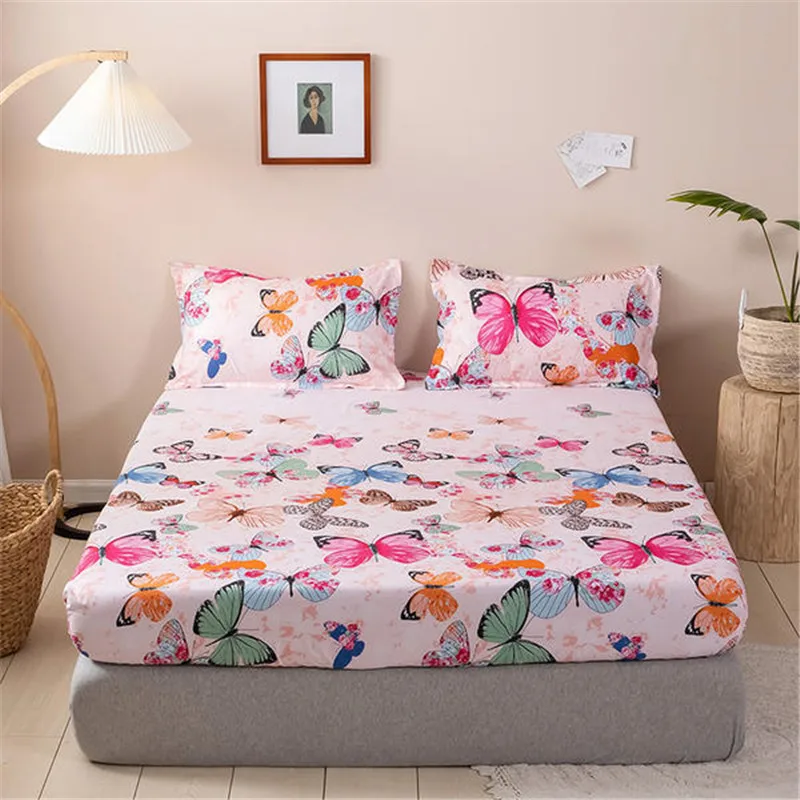 

1pcs Printed Fitted Sheet Mattress Cover Four Corners With Elastic Band Bed Sheet(no pillowcases)