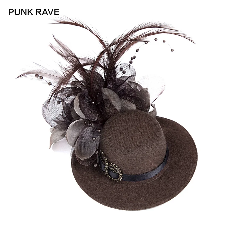 Панк RAVE Женская стимпанк Дворцовая Вечеринка богатая Дамская Мини шапка
