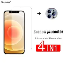 4 IN 1 Glass For iPhone 13 Pro Tempered Glass For 13 12 Mini 11 Pro SE Screen Protector Phone Camera Lens Film For iPhone 13 Pro
