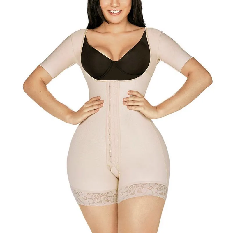 

Women Push Up Bodysuit Postpartum Seamless Shapewear with Sleeves Corset Slimming Fajas