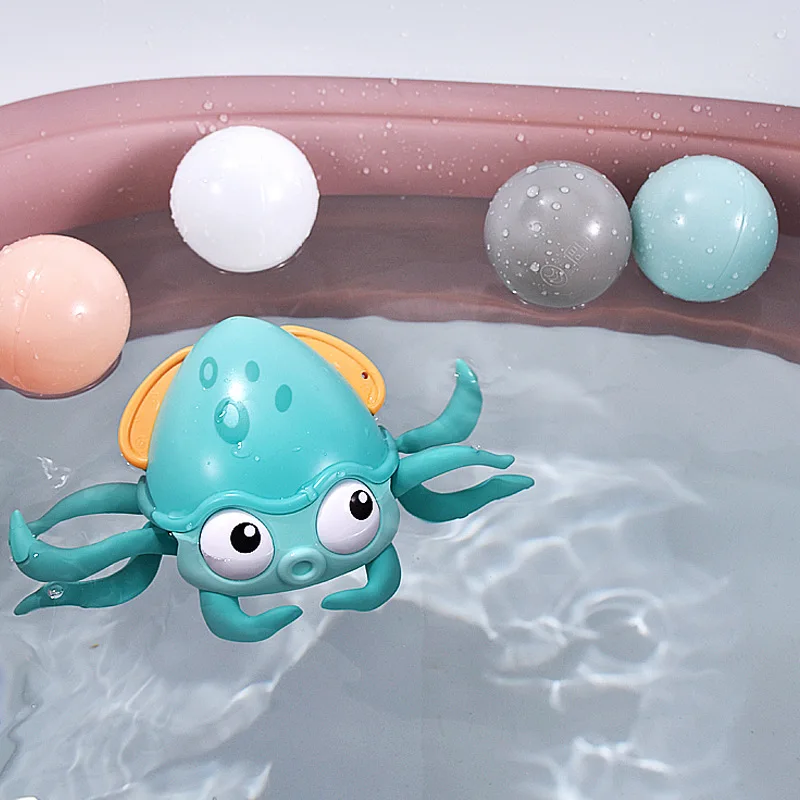 

Both Land and Water Clockwork Cartoon Cute Octopus Rope Pulled Crawl Land Classic Baby Pool Floating Bath Kids Octopus Toy