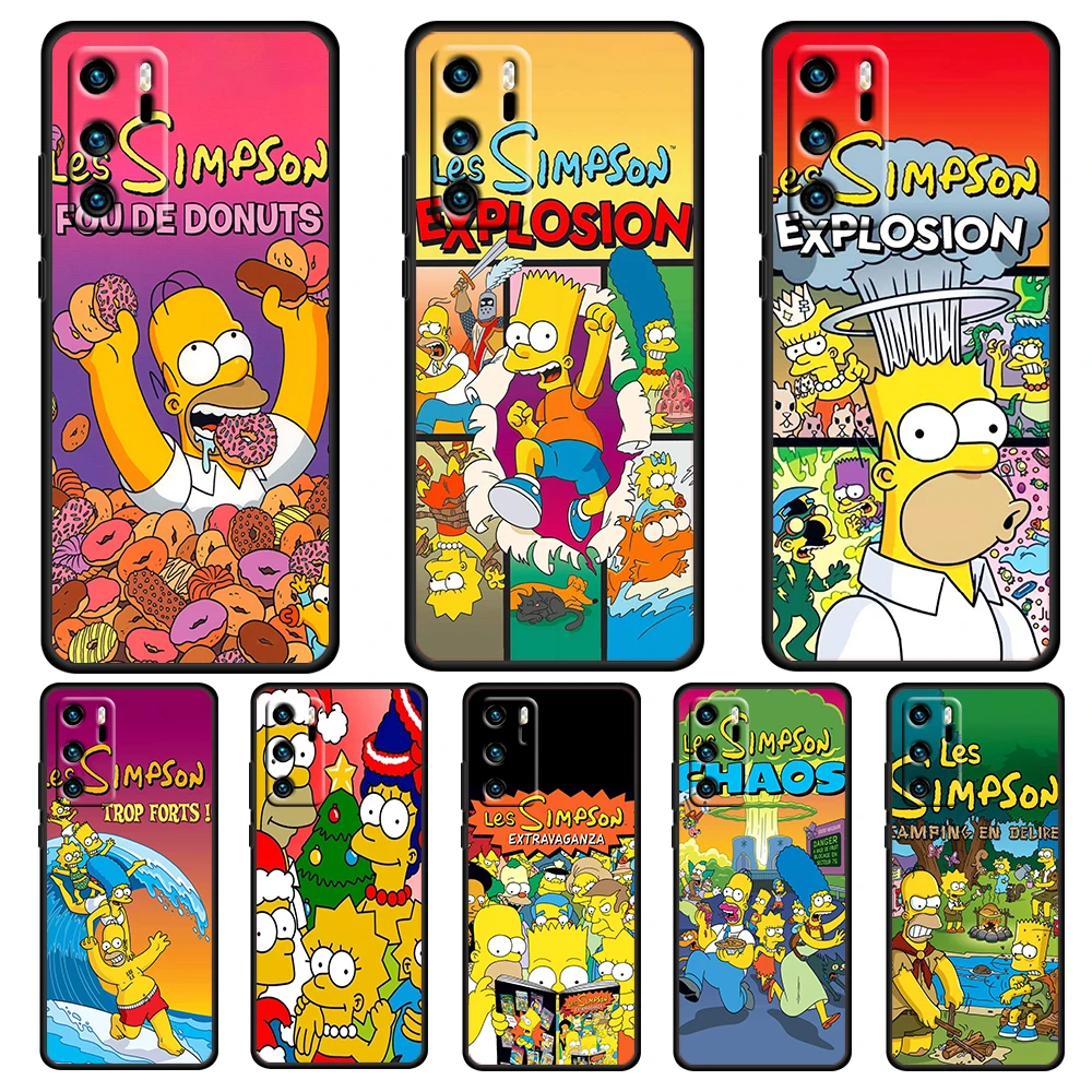 

The Simpsons family cute For Huawei P50 P40 P30 P20 Pro Plus 5G 2019 E P10 P9 Lite mini 2017 Silicone Soft Black Phone Case