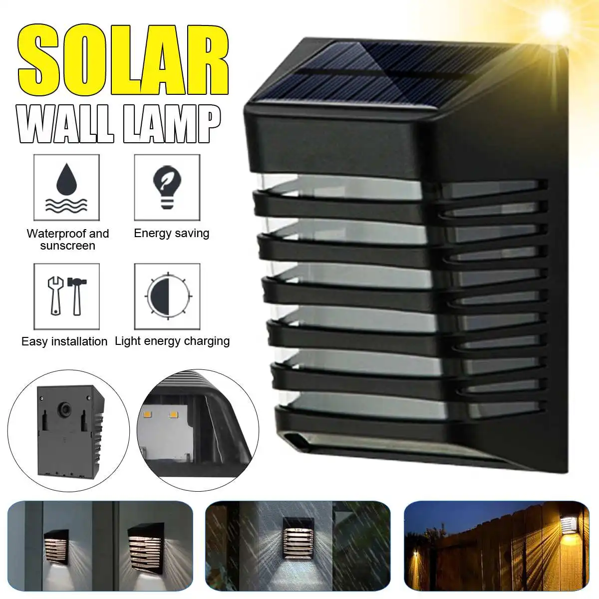 

LED Solar Lamp Outdoor Waterproof Light Control Sensor Landscape Balcony Fence Street Wall Lamps Garden Decoration Step Lights