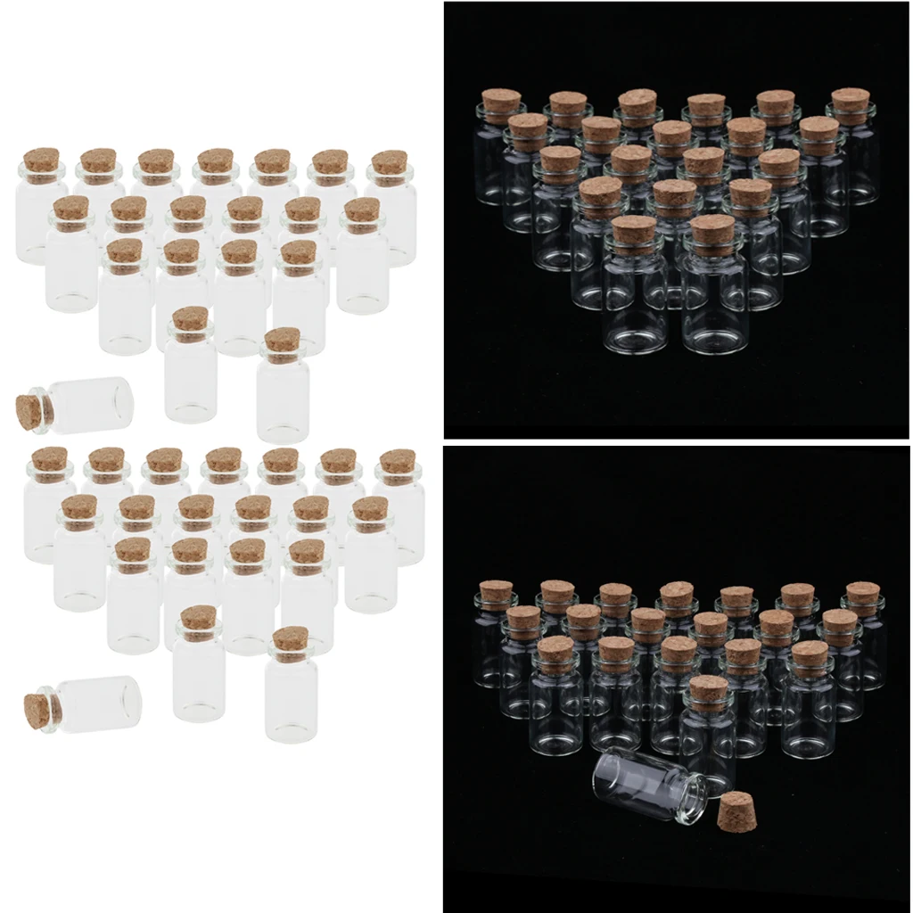 40 x Small 10ml Mini Cork Stopper Glass Vial Jars Drifting Wishing Bottles | Красота и здоровье