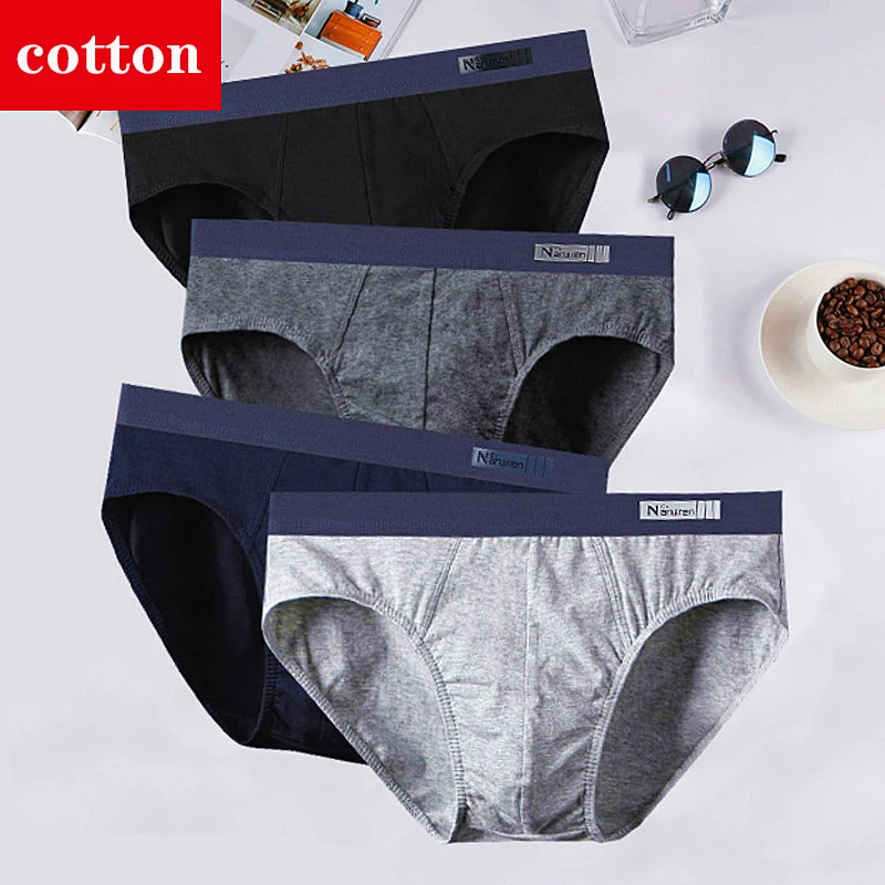 

4Pcs Briefs Men Underwear Sexy Lingerie Male Panties Cotton Underpants Breathable Cueca Calcinha Wholesale Lots Free Shipping