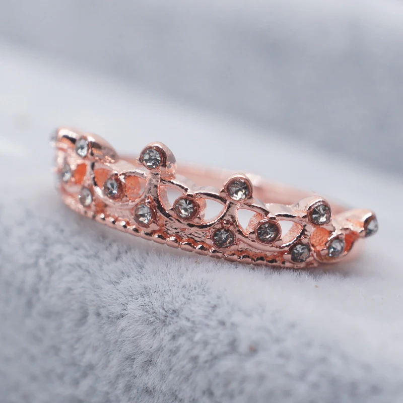 

Fashion Luxury Crown Ring Statement Women Wedding Zircon Engagement Ring Rose Gold Romantic Party Gift 9 2 5 Jewelry