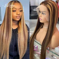 alifitov straight honey blond ombre highlight 13x4 lace front human hair wigs remy brazilian preplucked lace frontal wigs