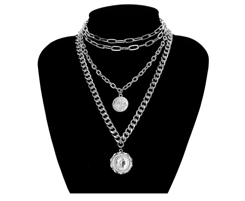 Винтаж Золотая монета с портретом ожерелья подвесками в богемном стиле Женские