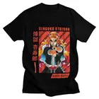 Футболка мужская Винтажная с коротким рукавом, хлопковая тенниска в стиле хип-хоп, с изображением куриума ренгоку, рассекающего демонов, Kimetsu No Yaiba