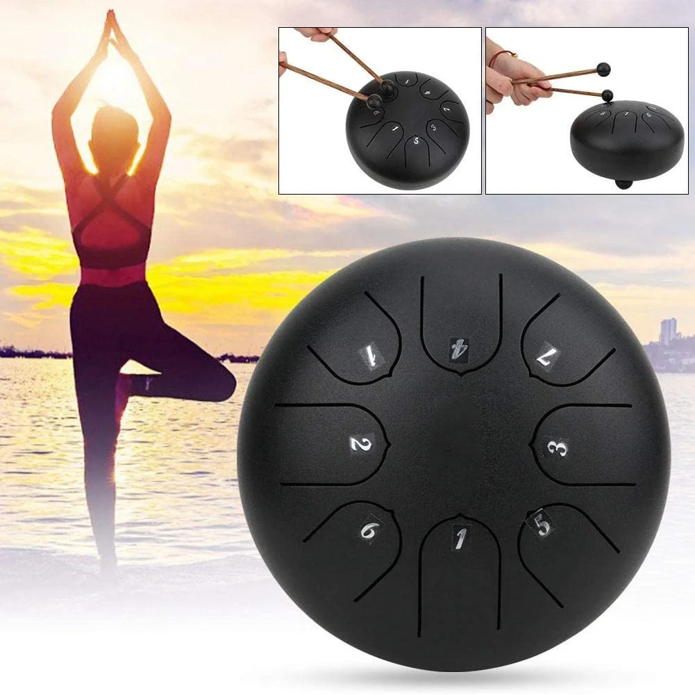 

Стальной барабан с языком, 8 заметок, 6-дюймовый цилиндрический барабан, ударный стальной барабан с маллетами, кронштейн для молотка, Тонизирующая наклейка и музыка