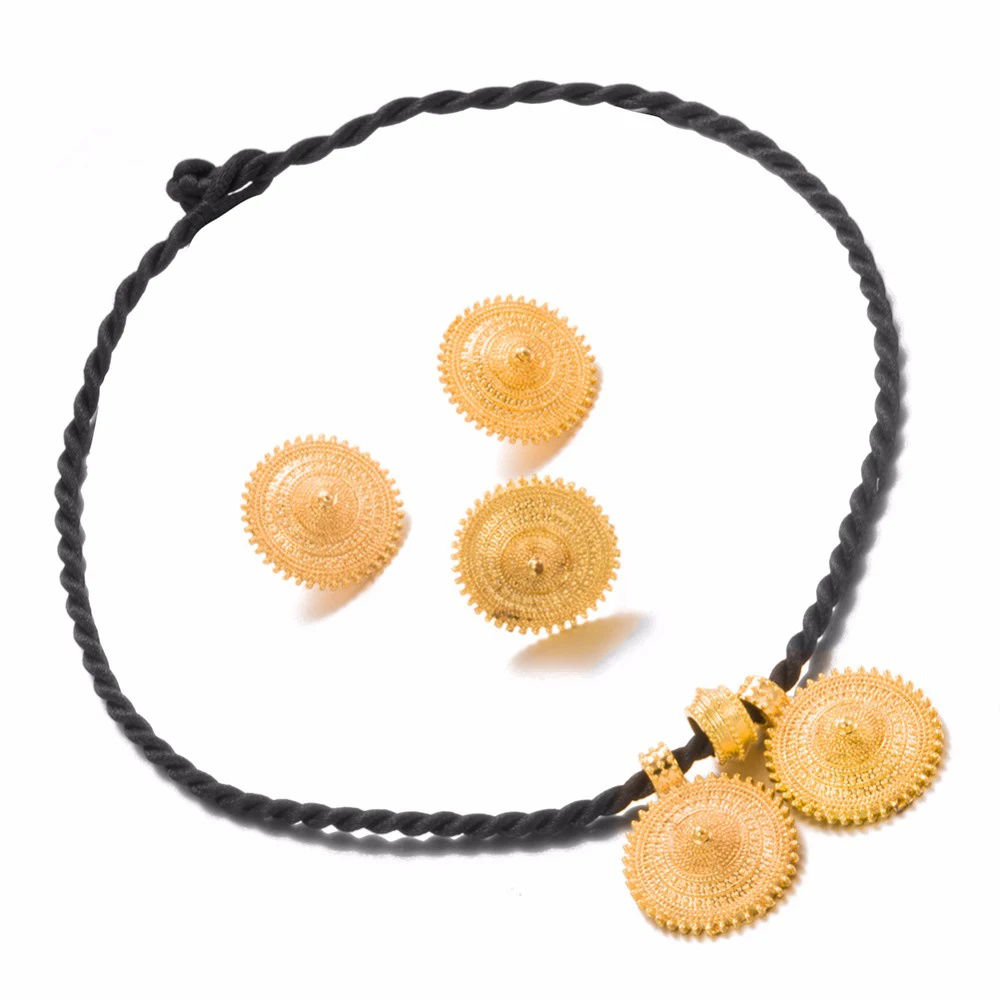 Женский ювелирный комплект WANDO большие серьги-подвески золотистого цвета с