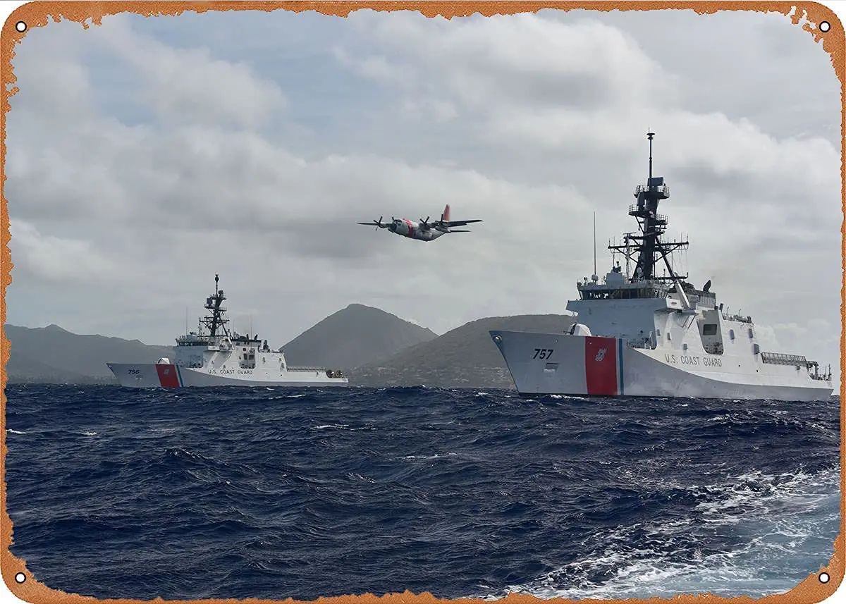 Американская Береговая охраны винтажный металлический знак Настенный декор