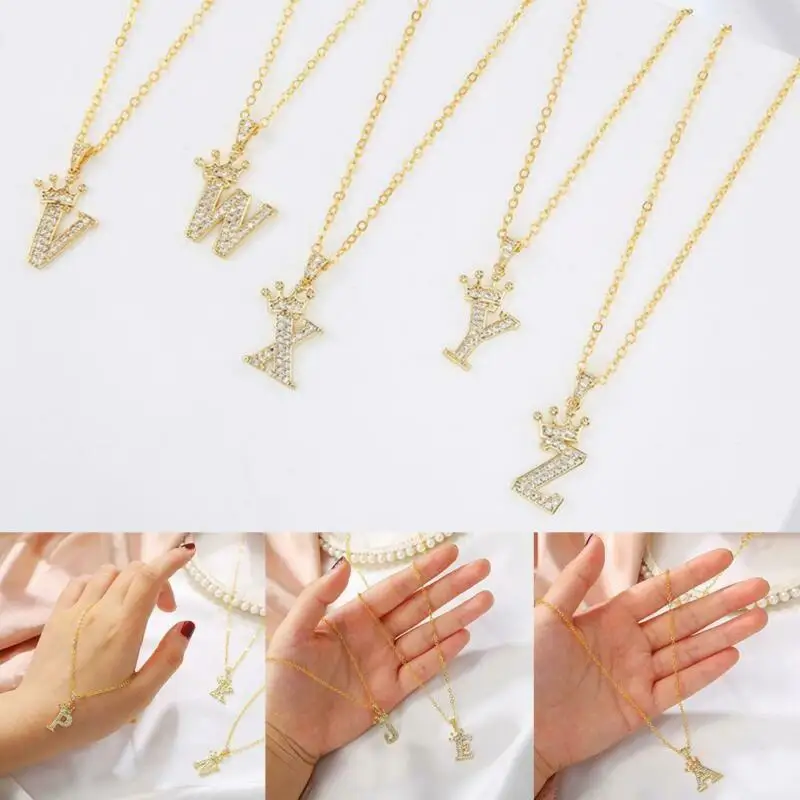 Цепочка с подвеской в виде короны для мужчин и женщин роскошное ожерелье буквами