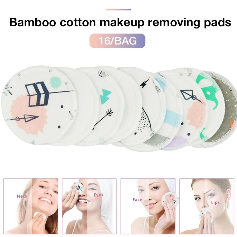 

16Pcs/Set Reusable Cotton Pads Makeup Remover Pad Face Cleanser Wipe Pads Nail Art Cleaning Makeup Remover Tool