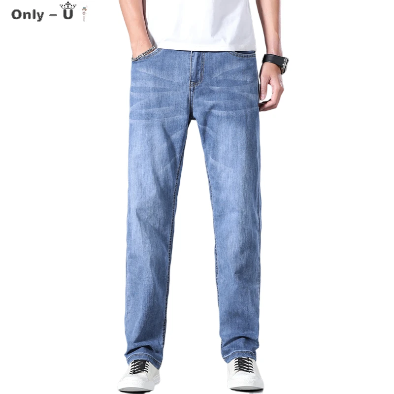 

2021 Spring/Summer Classic Brand Men's Loose Straight Lightweight Jeans High Quality Stretch Large Size Fashion Thin Denim Jeans