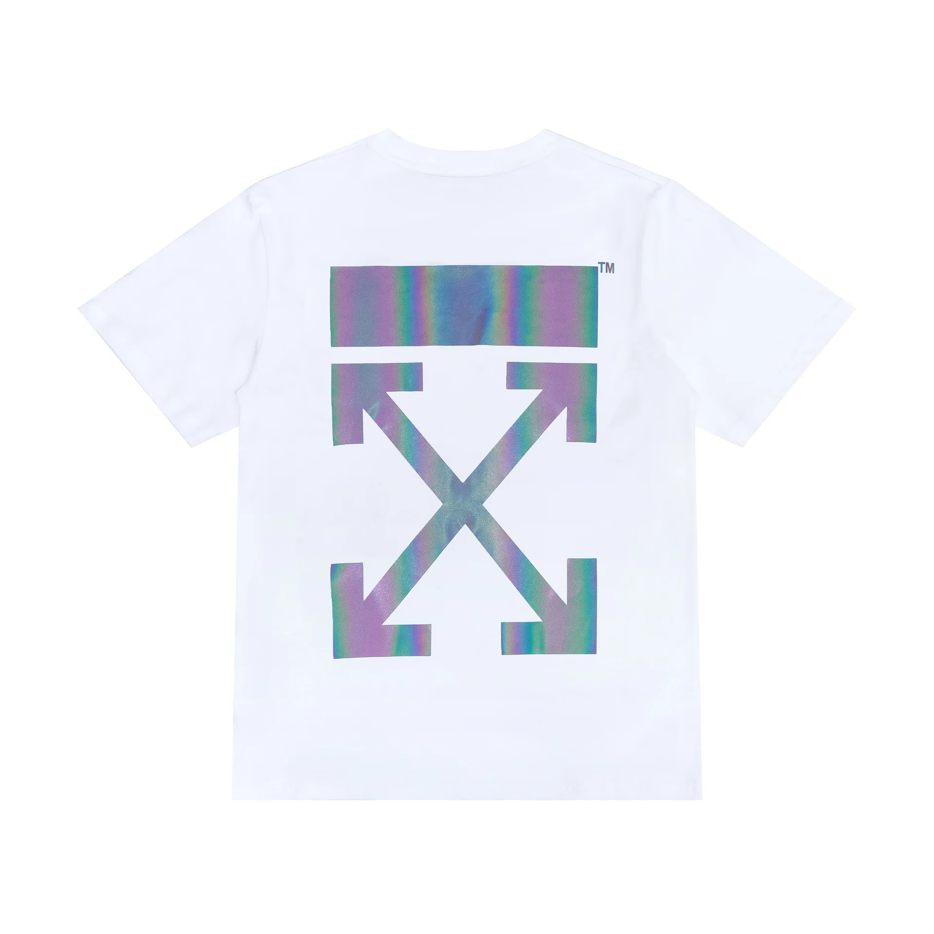 

Spring summer 2021 ow off new 3M colorful reflective white arrow cotton loose short sleeve T-shirt for men and women