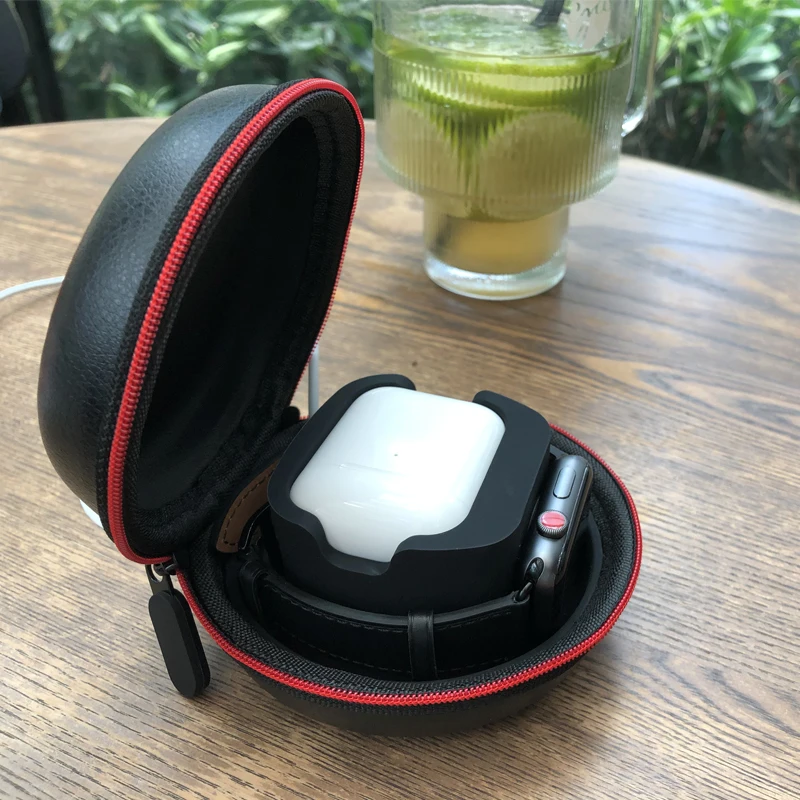 For Apple Watch Series 6 5 4 3 40-44mm Protective Pouch Cover Portable Charger Holder Cases Storage Watch Boxes Zipper Watch Bag