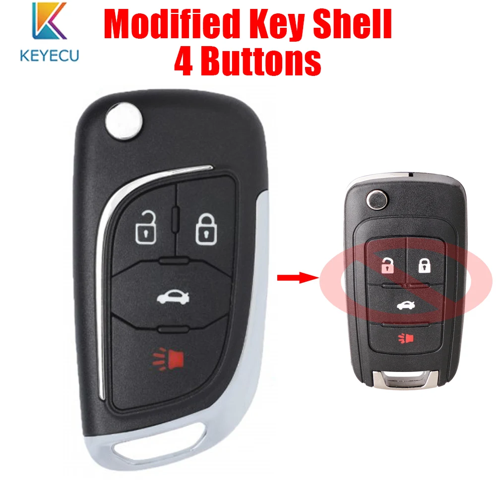 

KEYECU Modified Remote Key shell Case Cover 4 Buttons for Chevrolet Equinox Camaro Cruze Spark Malibu Sonic Impala