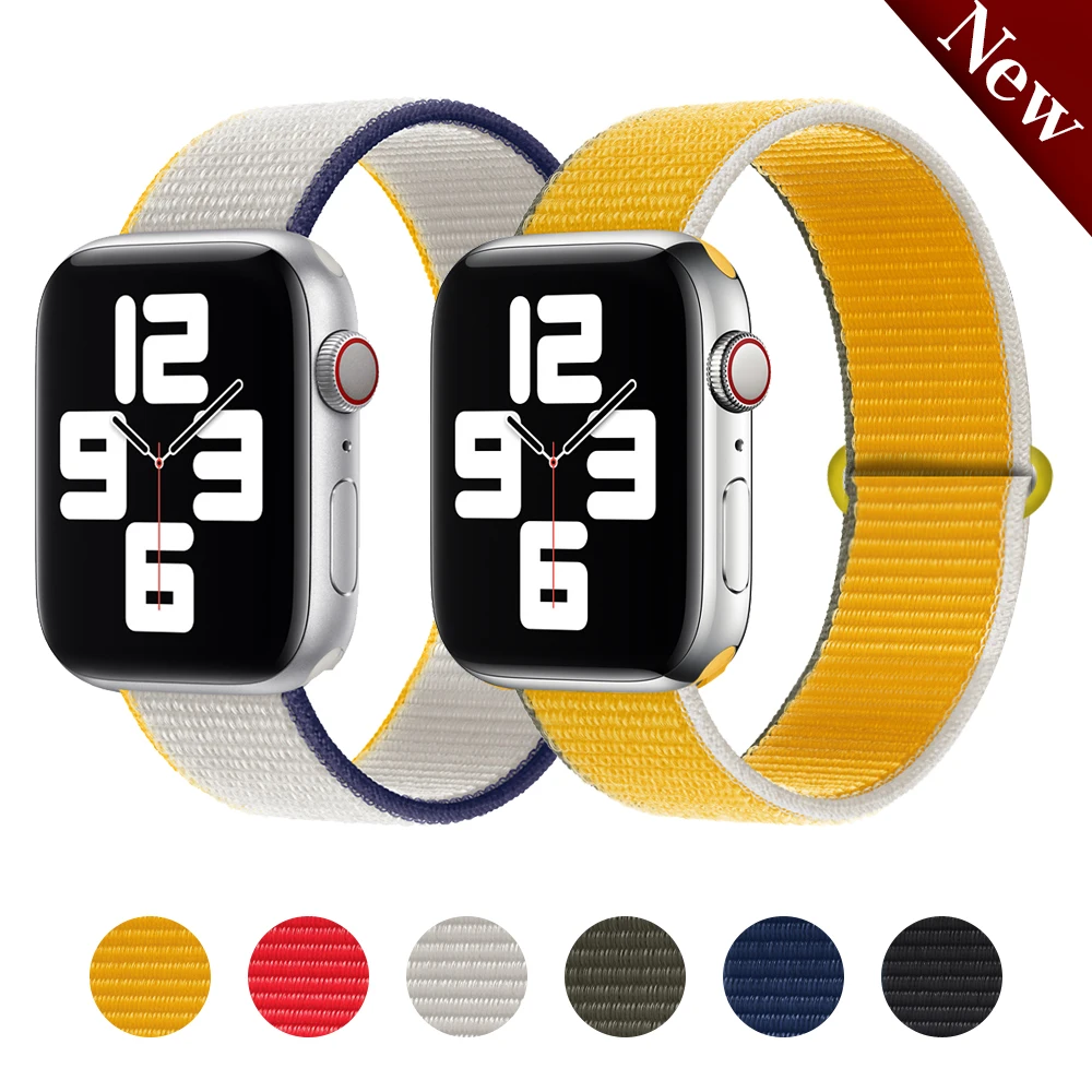 

Ремешок нейлоновый для Apple Watch Band 44 мм 40 мм, браслет для iWatch Series 6 Se 5 4 3 2, 38 мм 42 мм, аксессуары для часов