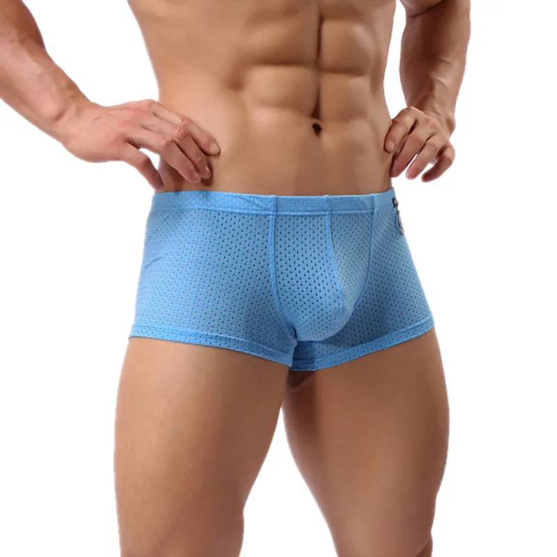 Трусы боксеры мужские сетчатые дышащие трусы с U образным выпуклым мешочком