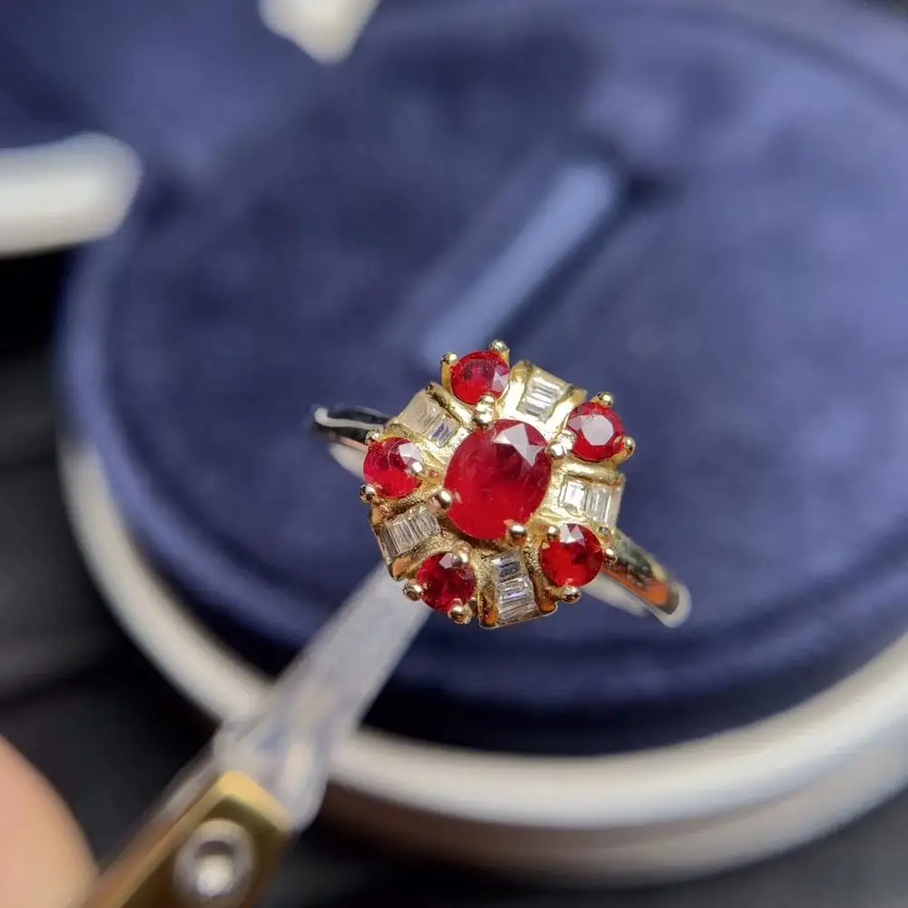 Модное кольцо с красным Рубином/зеленым изумрудом женское серебряное ювелирное