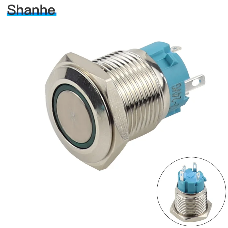 Металлический выключатель 16 мм 19 22 светодиодный мгновенный водонепроницаемый 4