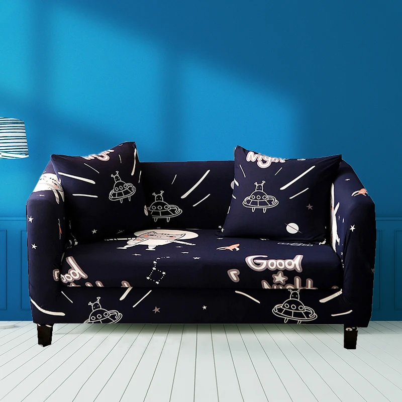 Нескользящий эластичный чехол для дивана всесезонный из полиэстера с рисунком