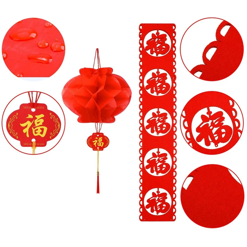 

Chinese Red Paper Lanterns with Chinese New Year"Good Luck" Hanging Festival Decorations for New Year, Spring Festival