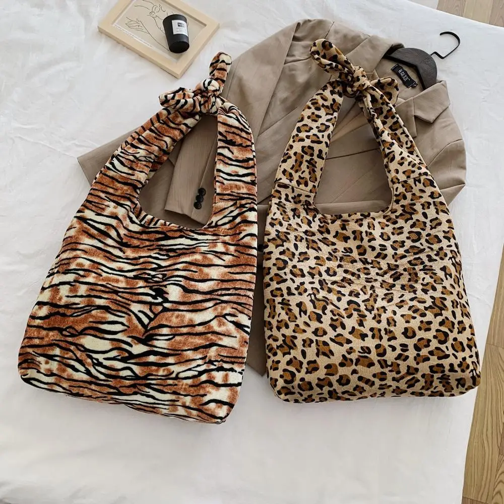 Модные шерстяные сумки-тоут с леопардовым рисунком тигра женские сумки большой