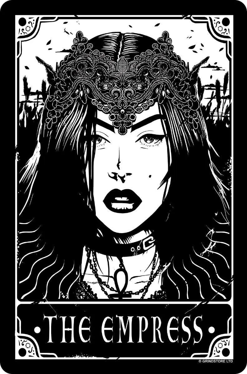 

Vintage Metal Signs The Empress, Deadly Tarot Small Tin Sign Bar Farm Man Cave Pub 8"x12" Wall Unique Decor