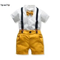 top and top baby boy clothing sets infants newborn boy clothes shorts sleeve topsoveralls 2pcs outfits summer bebes clothing