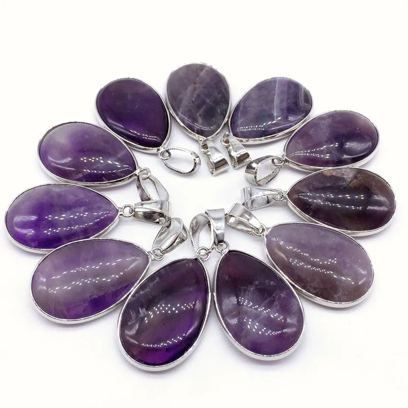 Колье с подвеской из натурального родонита и аметина 3 шт./компл./набор 18X25 мм