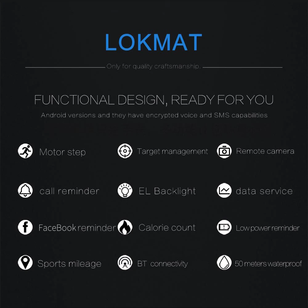

LOKMAT MK16 Bluetooth Smartwatch Digital Clock Pedometer Sport Smart Watch Men Activity Fitness Tracker IP67 Waterproof Watches