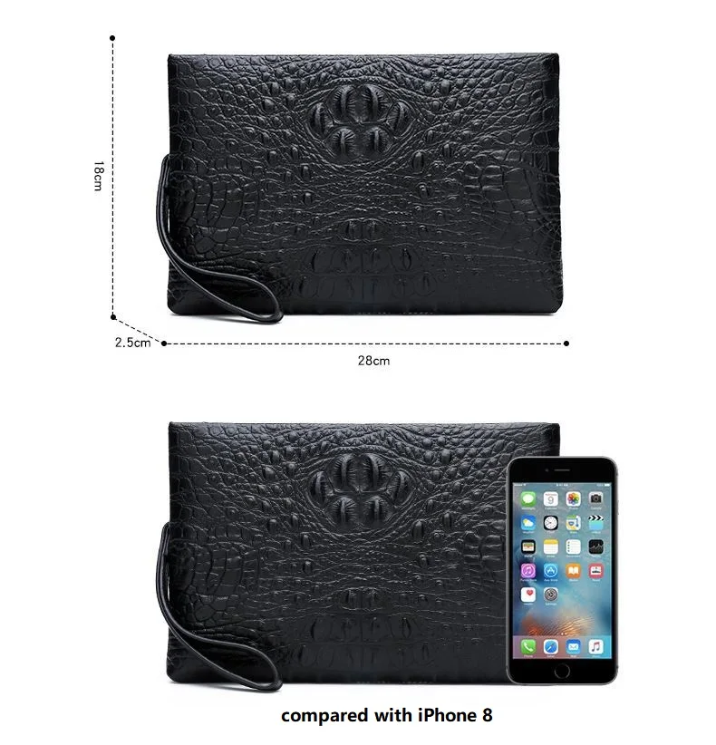 Мужской клатч из натуральной кожи деловой кошелек с ремешком на руку |