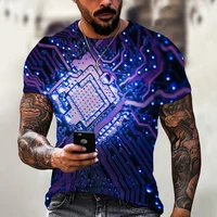 fashion 3d circuit board electronic chip pattern malefemale t shirt streetwear summer short sleeved personality loose oversized