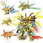 HUIQIBAO 727 шт ниндзя золотой дракон рыцарь меха оружие строительные блоки город робот бой ниндзя фигурки Кирпичи игрушки Дети 4в1