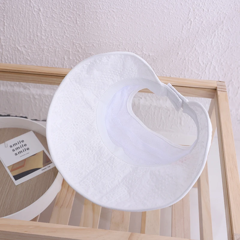 

2021 New Baby Hat White Lace Visor Children Adjustable Kids Cap Summer Empty Top Sun Hat Holiday Travel Beach Cap For Baby Girl