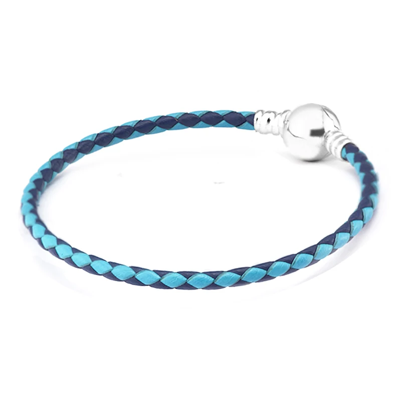 

GPY Bracelet Blue Woven Leather Bracelets Women Pulseira Hombre Feminina Masculina Pulseras Silver 925 Sterling jewelry