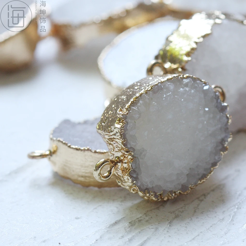 Соединитель из натурального камня для рукоделия-подвеска друзы овальной формы