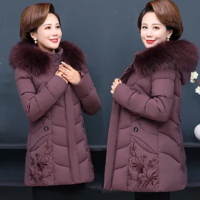 

Women's new mother winter coat short padded coat women middle-aged and elderly cotton coat mid-length thick down cotton coat