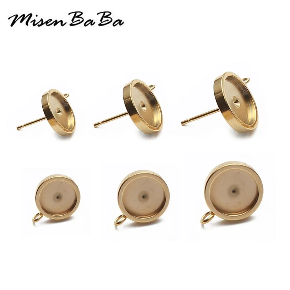 

10PCS/lot 10mm Stainless Steel Earring Studs Base Pins Earring Cameo Cabochon For Earrings Jewelry DIY Making Accessories