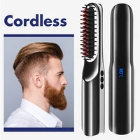 unisex hair straightener brush hot comb wireless beard straightener for men beard comb hair curler styling tool straightening