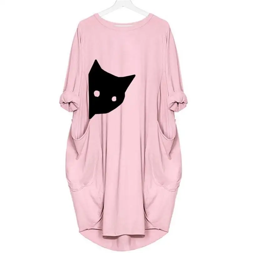 Женская футболка с карманом и принтом животных каваи японский корейский стиль 2019