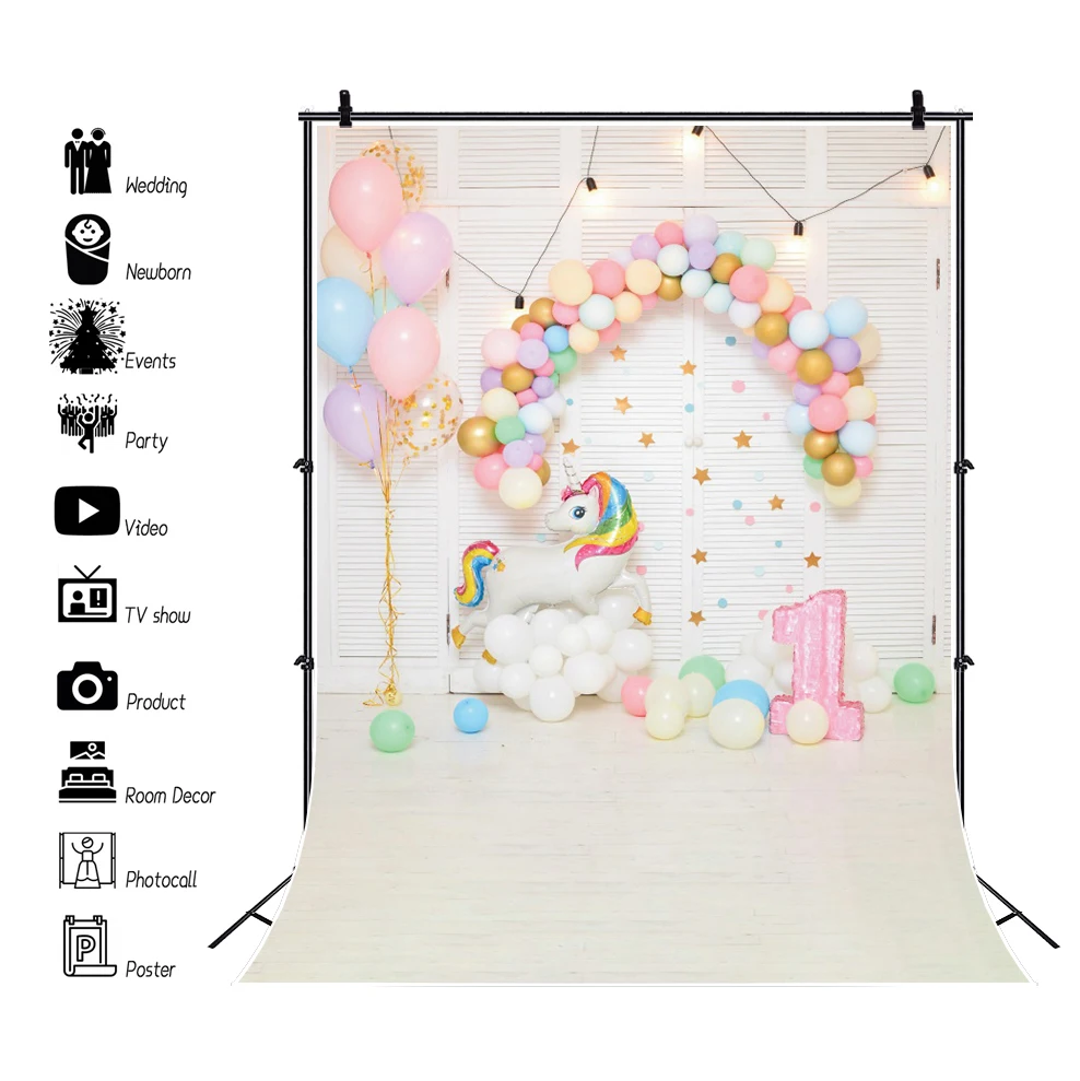 

Фон Yeele для фотосъемки детей на день рождения, фотография, единорог, воздушный шар, портрет, вечеринка, Декор, фон для фотостудии, фотография
