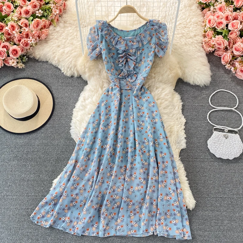 Женское Цветочное платье с принтом в виде листьев лотоса и мороженого | Женская
