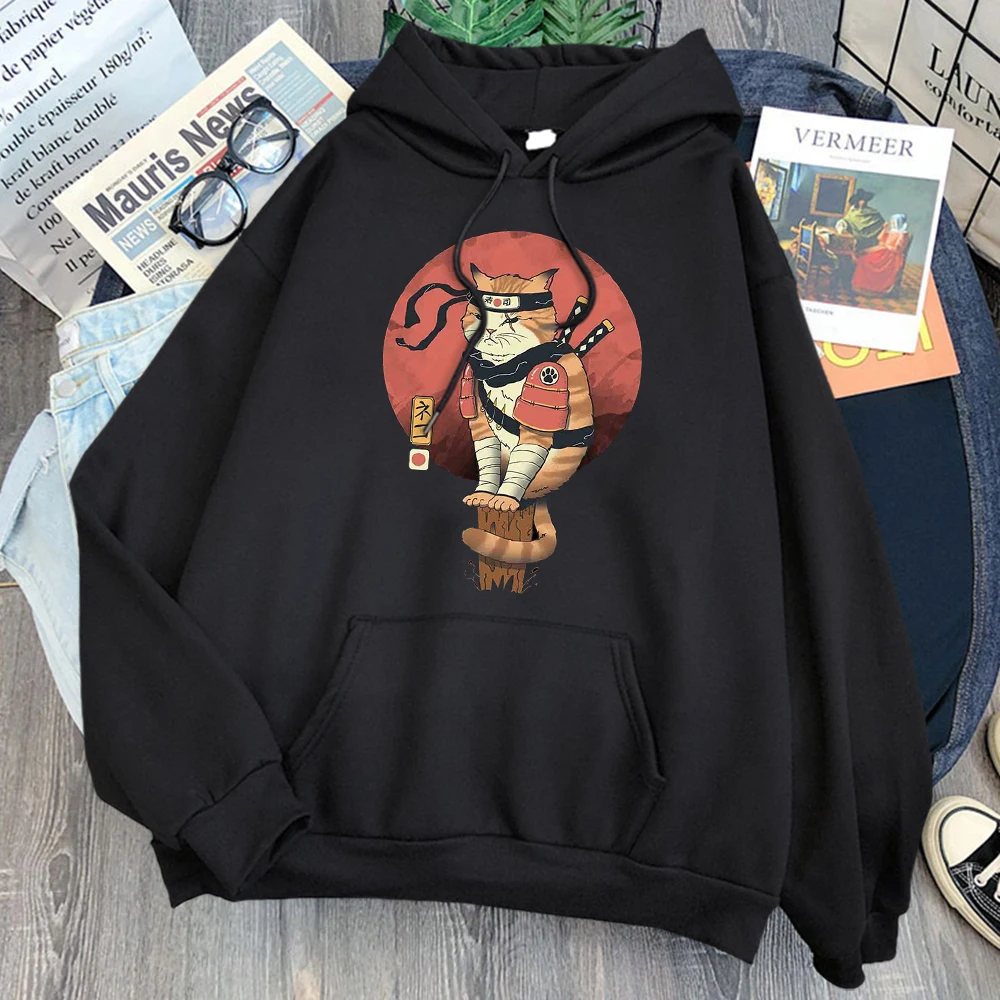 

Худи Ukiyoe мужское с мультяшным принтом кота, свободная флисовая одежда с капюшоном в стиле Харадзюку, повседневная мужская модель, свитшоты ...