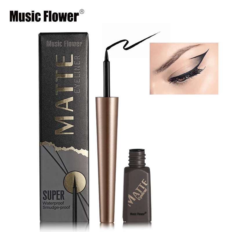 Подводка для глаз Music Flower Liqiud Водостойкая стойкая Черная быстросохнущая подводка